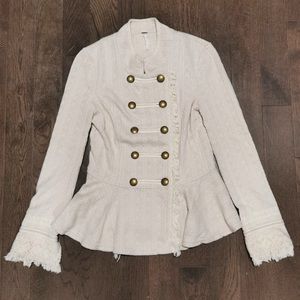 Cable knit peplum military jacket